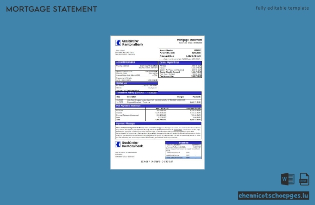 Germany Graubuendner Kantonalbank bank mortgage statement sample preview